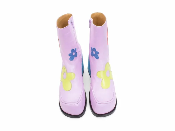 Women's^Fluevog Shoes Rory | Flower Zip-Up Boot Purple/Multi Floral
