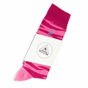 Accessories^Fluevog Shoes Sargent Vog Socks | Zebra Pattern Sock Burgundy/Fuschia
