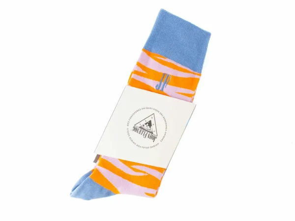 Accessories^Fluevog Shoes Sargent Vog Socks | Zebra Pattern Sock Orange/Lavender