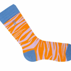 Accessories^Fluevog Shoes Sargent Vog Socks | Zebra Pattern Sock Orange/Lavender