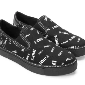 Men's^Fluevog Shoes Slalom | Vegan Slip-On Shoe Black & White