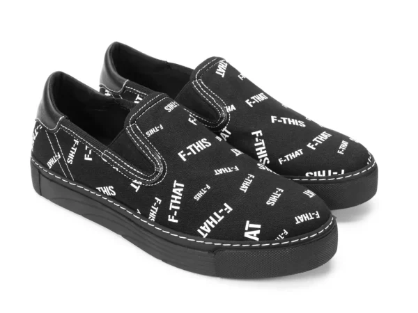 Men's^Fluevog Shoes Slalom | Vegan Slip-On Shoe Black & White