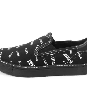 Men's^Fluevog Shoes Slalom | Vegan Slip-On Shoe Black & White