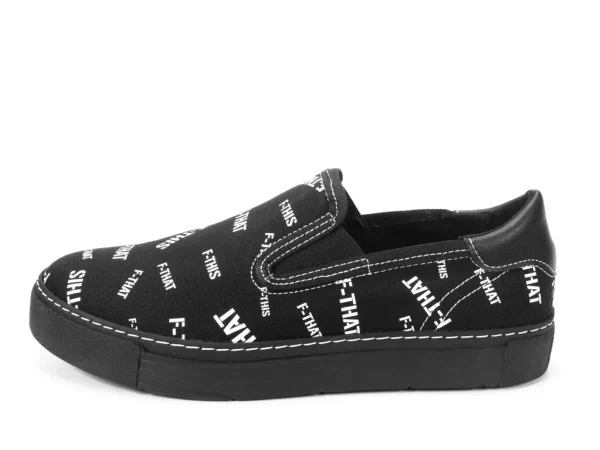 Men's^Fluevog Shoes Slalom | Vegan Slip-On Shoe Black & White