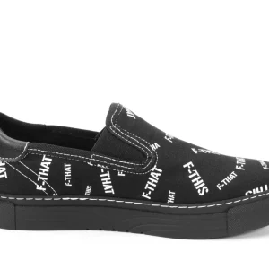 Men's^Fluevog Shoes Slalom | Vegan Slip-On Shoe Black & White