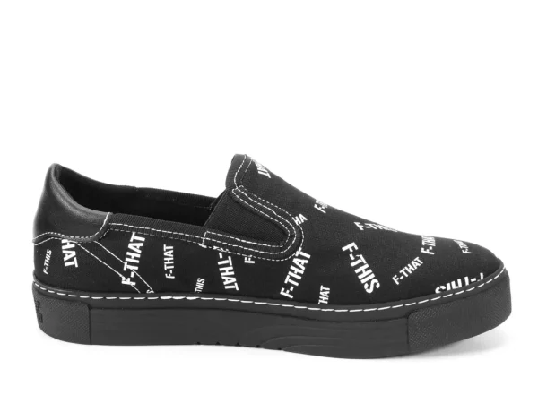 Men's^Fluevog Shoes Slalom | Vegan Slip-On Shoe Black & White