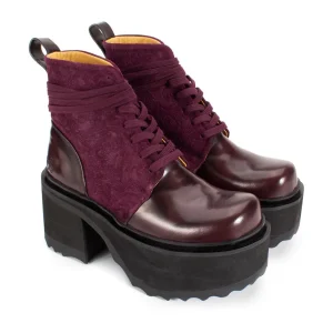 Women's^Fluevog Shoes Smarty | Lace-Up Platform Boot Burgundy