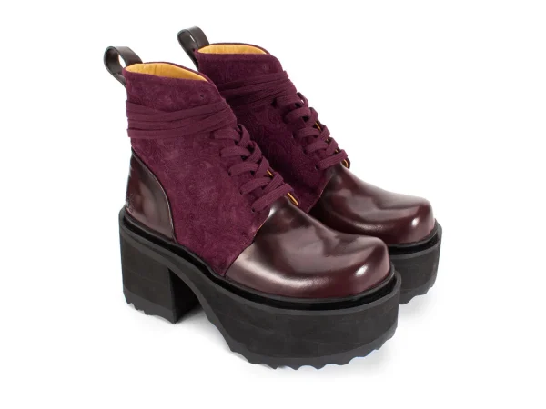 Women's^Fluevog Shoes Smarty | Lace-Up Platform Boot Burgundy