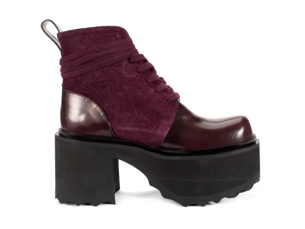 Women's^Fluevog Shoes Smarty | Lace-Up Platform Boot Burgundy