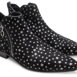 Men's^Fluevog Shoes Smith | Double Zip Ankle Boot Black Stars