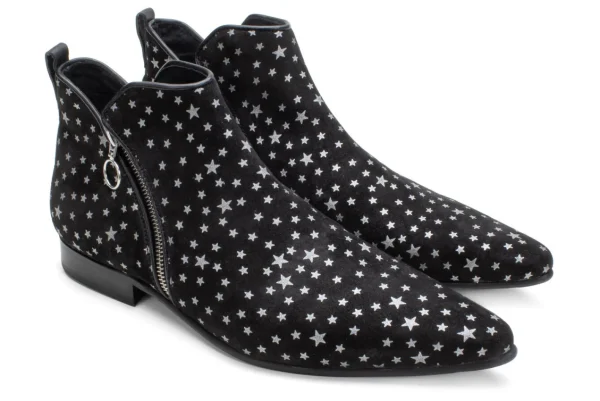 Men's^Fluevog Shoes Smith | Double Zip Ankle Boot Black Stars