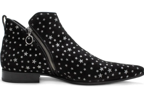 Men's^Fluevog Shoes Smith | Double Zip Ankle Boot Black Stars