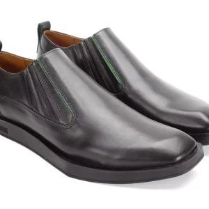 Men's^Fluevog Shoes Snazzy | Slip-On Leather Shoe Black/Green