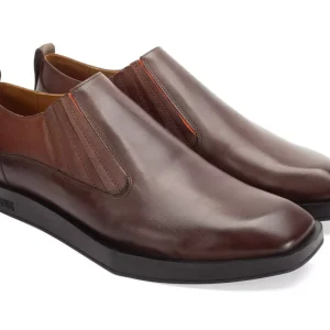 Men's^Fluevog Shoes Snazzy | Slip-On Leather Shoe Brown/Orange