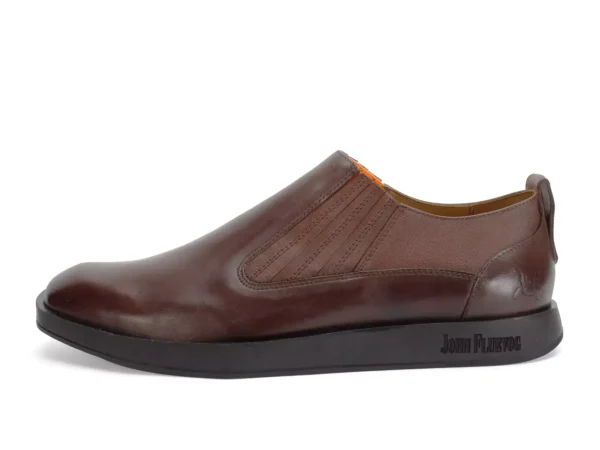 Men's^Fluevog Shoes Snazzy | Slip-On Leather Shoe Brown/Orange