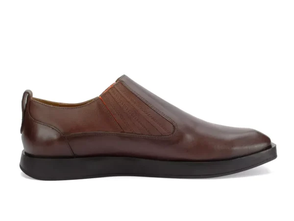 Men's^Fluevog Shoes Snazzy | Slip-On Leather Shoe Brown/Orange