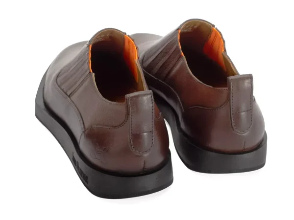 Men's^Fluevog Shoes Snazzy | Slip-On Leather Shoe Brown/Orange