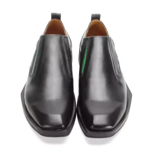 Men's^Fluevog Shoes Snazzy | Slip-On Leather Shoe Black/Green