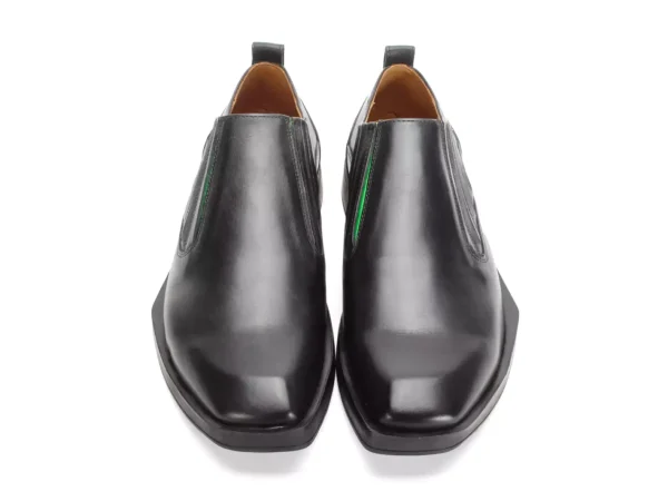 Men's^Fluevog Shoes Snazzy | Slip-On Leather Shoe Black/Green