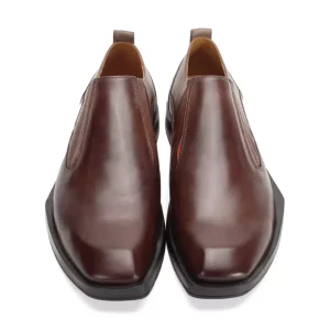 Men's^Fluevog Shoes Snazzy | Slip-On Leather Shoe Brown/Orange