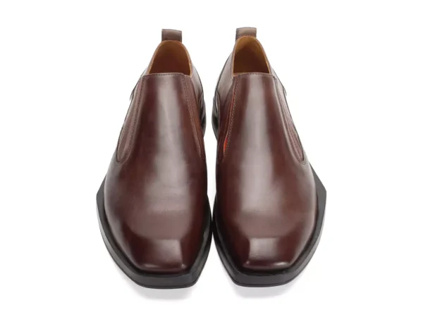Men's^Fluevog Shoes Snazzy | Slip-On Leather Shoe Brown/Orange