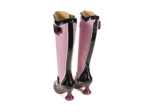 Women's^Fluevog Shoes Sugarcandy | Tall Buckle Boot With Zipper Pink/Black