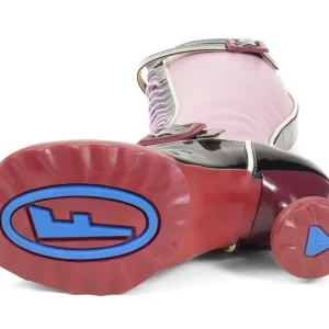Women's^Fluevog Shoes Sugarcandy | Tall Buckle Boot With Zipper Pink/Black