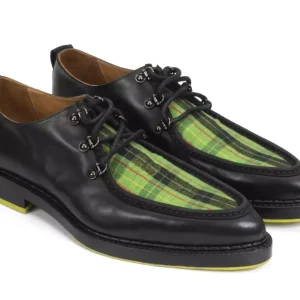 Men's^Fluevog Shoes Thorp | D-Ring Lace-Up Shoe Black/Green Plaid