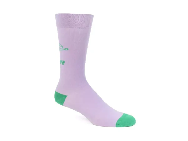 Men's^Fluevog Shoes Toph Vog Socks | Floral Freddy Sock Lavender/Teal