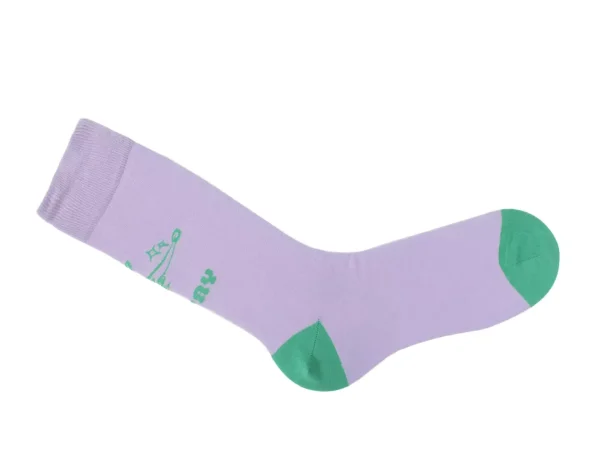 Women's^Fluevog Shoes Toph Vog Socks | Floral Freddy Sock Lavender/Teal
