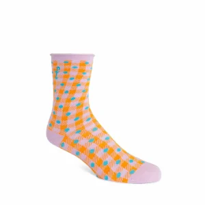 Accessories^Fluevog Shoes Valentina Vog Socks | Gingham Polka Dot Sock Orange/Lavender