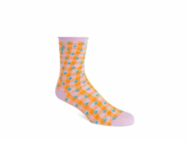 Accessories^Fluevog Shoes Valentina Vog Socks | Gingham Polka Dot Sock Orange/Lavender
