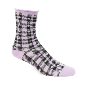 Accessories^Fluevog Shoes Valentina Vog Socks | Gingham Polka Dot Sock Black/Purple/Green