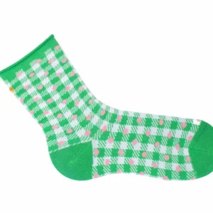 Accessories^Fluevog Shoes Valentina Vog Socks | Gingham Polka Dot Sock White/Green