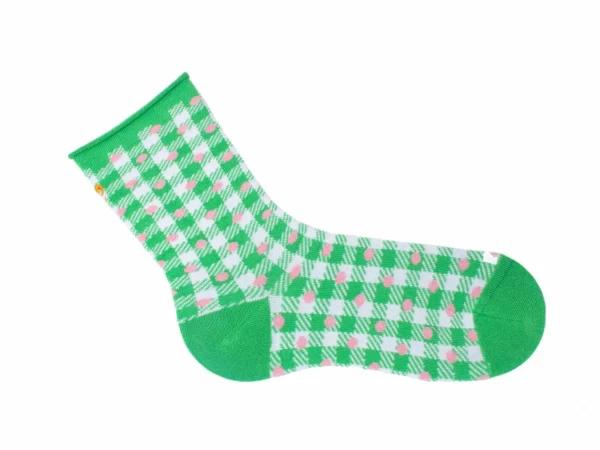 Accessories^Fluevog Shoes Valentina Vog Socks | Gingham Polka Dot Sock White/Green