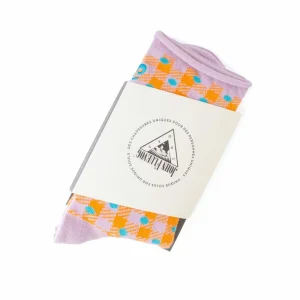 Accessories^Fluevog Shoes Valentina Vog Socks | Gingham Polka Dot Sock Orange/Lavender