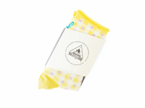 Accessories^Fluevog Shoes Valentina Vog Socks | Gingham Polka Dot Sock Yellow/White