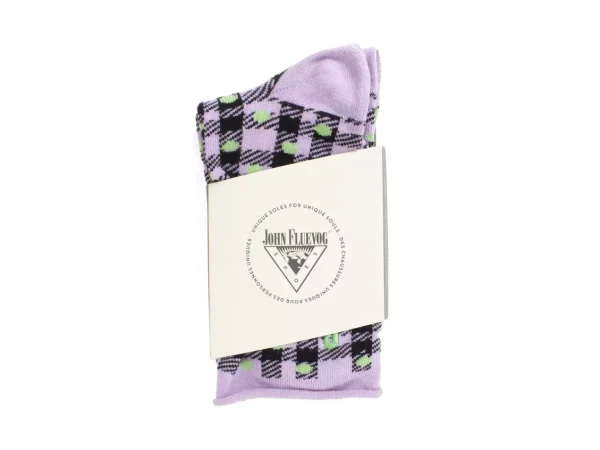 Accessories^Fluevog Shoes Valentina Vog Socks | Gingham Polka Dot Sock Black/Purple/Green