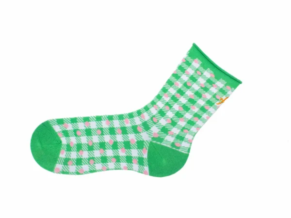 Accessories^Fluevog Shoes Valentina Vog Socks | Gingham Polka Dot Sock White/Green