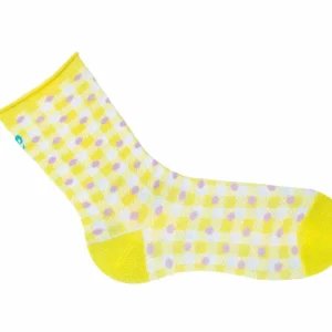 Accessories^Fluevog Shoes Valentina Vog Socks | Gingham Polka Dot Sock Yellow/White