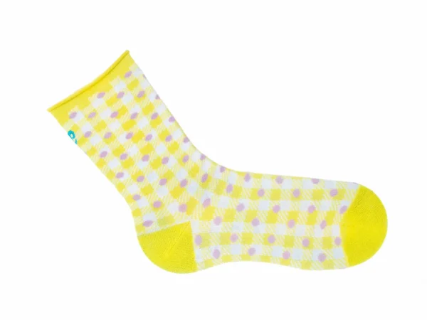 Accessories^Fluevog Shoes Valentina Vog Socks | Gingham Polka Dot Sock Yellow/White