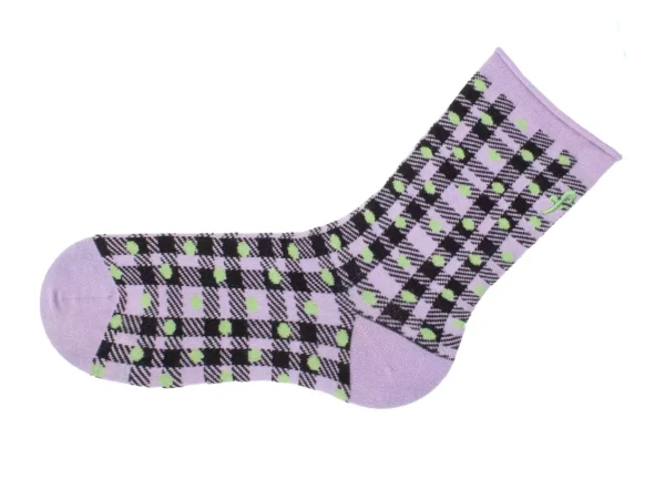 Accessories^Fluevog Shoes Valentina Vog Socks | Gingham Polka Dot Sock Black/Purple/Green