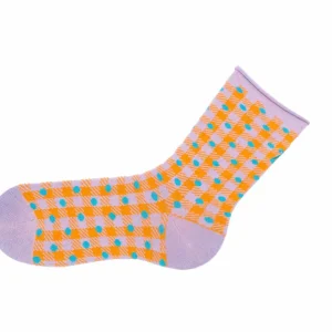 Accessories^Fluevog Shoes Valentina Vog Socks | Gingham Polka Dot Sock Orange/Lavender