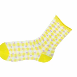 Accessories^Fluevog Shoes Valentina Vog Socks | Gingham Polka Dot Sock Yellow/White