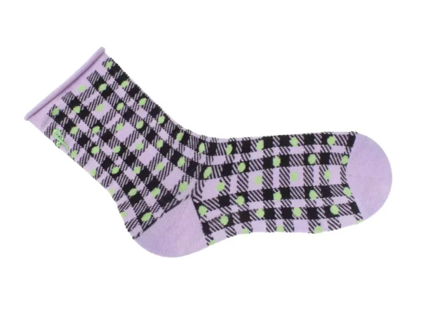 Accessories^Fluevog Shoes Valentina Vog Socks | Gingham Polka Dot Sock Black/Purple/Green