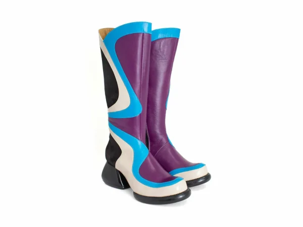 Women's^Fluevog Shoes Warhol | Multi Leather Boot Turquoise Multi