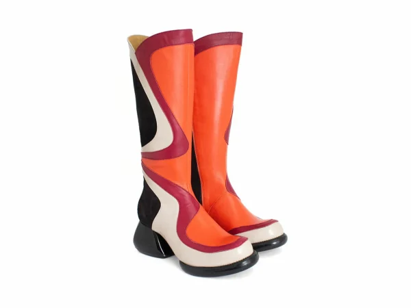 Women's^Fluevog Shoes Warhol | Multi Leather Boot Raspberry Multi