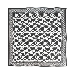 Men's^Fluevog Shoes Warped Hearts Scarf | Large Silk Scarf Black/White