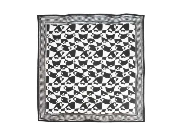 Men's^Fluevog Shoes Warped Hearts Scarf | Large Silk Scarf Black/White