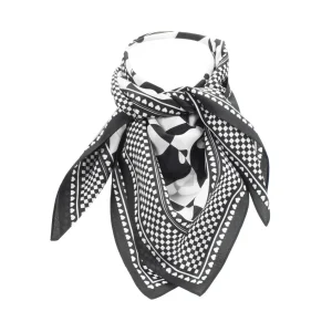 Men's^Fluevog Shoes Warped Hearts Scarf | Large Silk Scarf Black/White
